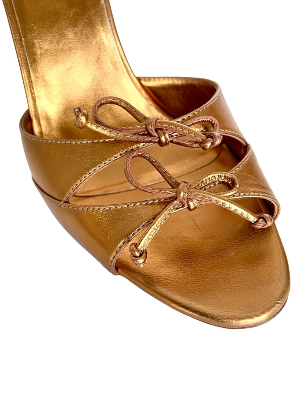 Gucci Tom Ford Era Gold Metallic Strappy Heels Y2K Size 8.5 - Picture 7 of 15